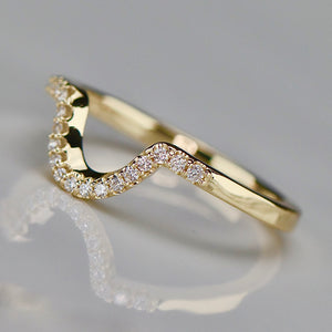 CUSTOM ORDER: Shaped wedding band with lab grown diamonds in 14k yellow gold