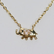 Load image into Gallery viewer, RESERVED: Dainty diamond Elephant necklace in yellow gold