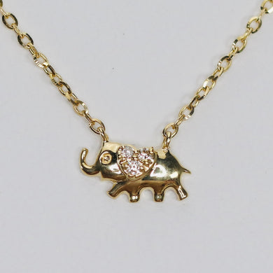 RESERVED: Dainty diamond Elephant necklace in yellow gold