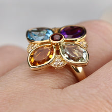 Load image into Gallery viewer, Multi gemstone and diamond ring by Effy in 14k yellow gold