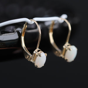 Opal leverback earrings in yellow gold