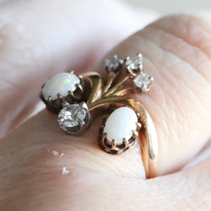 50% OFF!  Vintage opal and Diamond ring in 14k yellow gold