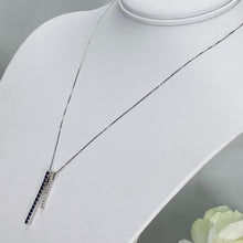 Load image into Gallery viewer, Blue and white synthetic sapphire necklace in white gold