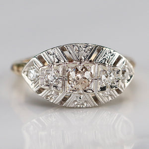 Vintage adjustable old cut Diamond ring in 14k Gold