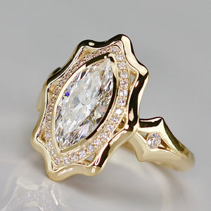 The Sienna - 1.64ctw Marquise lab grown diamond halo ring in 14k yellow gold