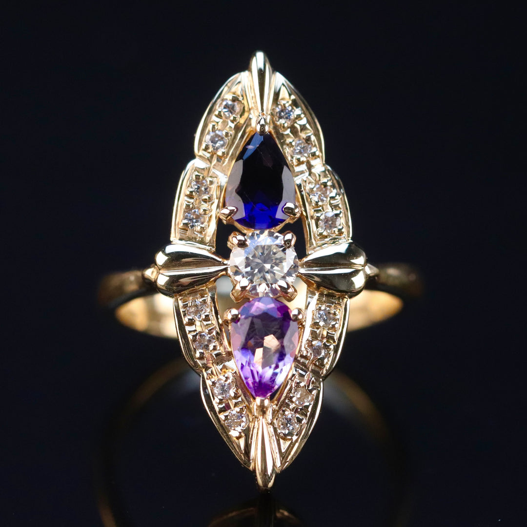 Estate multi gemstone ring in 18k yellow gold from Manor Jewels