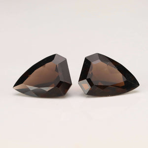 17.88ctw pair of shield cut smokey quartz