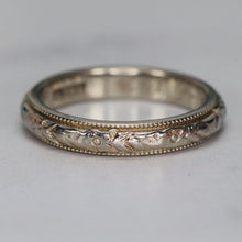 Load image into Gallery viewer, 1926 18k white gold orange blossom patterned band