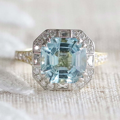 RESERVED: LAYAWAY PAYMENT 4 OF 20: 18k/platinum Aquamarine and diamond ring by David Klass
