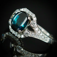 Load image into Gallery viewer, RESERVED FOR DI: PAYMENT 5 OF 5: SALE!!  Estate indicolite and diamond ring in platinum
