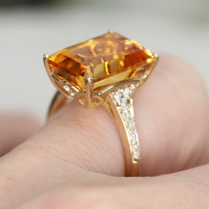 Vibrant Citrine and diamond ring in 14k yellow gold by Effy