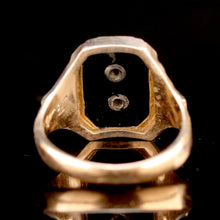 Load image into Gallery viewer, Vintage Onyx ring with shield in yellow gold