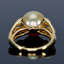 Load image into Gallery viewer, Golden south sea pearl and diamond ring in 18k yellow gold