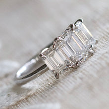 Load image into Gallery viewer, The Charlotte - 3 stone 3.03ctw lab grown emerald cut diamond ring in platinum