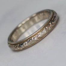 Load image into Gallery viewer, 1926 18k white gold orange blossom patterned band