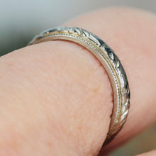 Load image into Gallery viewer, 1926 18k white gold orange blossom patterned band