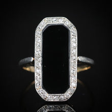 Load image into Gallery viewer, Edwardian antique elegant onyx and diamond vintage ring in yellow gold from Manor Jewels