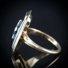 Load image into Gallery viewer, MEGA SALE!  Vintage onyx and diamond ring in yellow gold