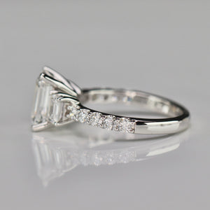 50% OFF!  3ctw emerald cut lab grown diamond ring in 14k white gold