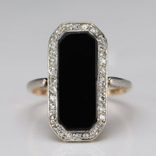 Load image into Gallery viewer, Edwardian antique elegant onyx and diamond vintage ring in yellow gold from Manor Jewels