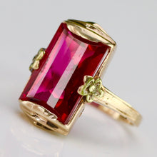 Load image into Gallery viewer, Vintage lab grown ruby ring in yellow gold