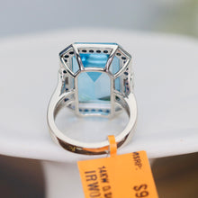 Load image into Gallery viewer, Huge Blue topaz, sapphire and diamond ring in 14k white gold by Effy