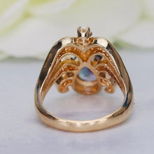 Load image into Gallery viewer, Estate heavy tanzanite and diamond chevron ring in 14k yellow gold