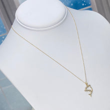 Load image into Gallery viewer, SPECIAL!!  Diamond dolphin necklace in 14k yellow gold