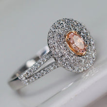 Load image into Gallery viewer, Vera Wang Designer Morganite and diamond ring in 14k white and rose gold