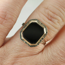 Load image into Gallery viewer, Edwardian onyx ring in yellow and white gold