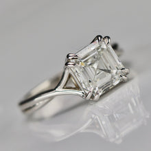 Load image into Gallery viewer, MANOR ROYAL: The Aurora - 3.14ct Asscher cut lab grown diamond ring in 14k white gold
