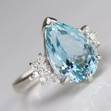 Load image into Gallery viewer, RESERVED: PAYMENT 1 OF 3: SPECIAL: Estate heirloom quality Aquamarine and diamond ring in platinum