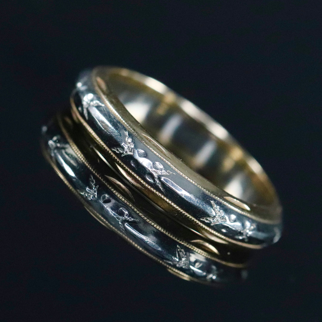 Vintage band ring in 14k yellow and white gold from Manor Jewels