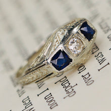 Load image into Gallery viewer, Find the perfect vintage sapphire ring for any occasion on our website. Our antique and contemporary sapphire rings have been hand selected for quality and desirability.