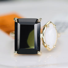 Load image into Gallery viewer, Onyx and white agate 2 stone ring in 14k yellow gold by Effy