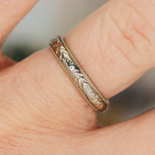 Load image into Gallery viewer, 1926 18k white gold orange blossom patterned band