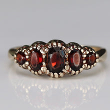 Load image into Gallery viewer, Vintage Garnet 5 stone band in yellow gold