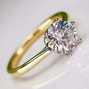MANOR ROYAL:  The Beatrice - 1.85ct lab grown diamond ring in 14k yellow & white gold