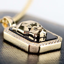 Load image into Gallery viewer, RESERVED: PAYMENT 5 OF 10: Onyx and diamond Panther necklace by Effy in 14k yellow gold