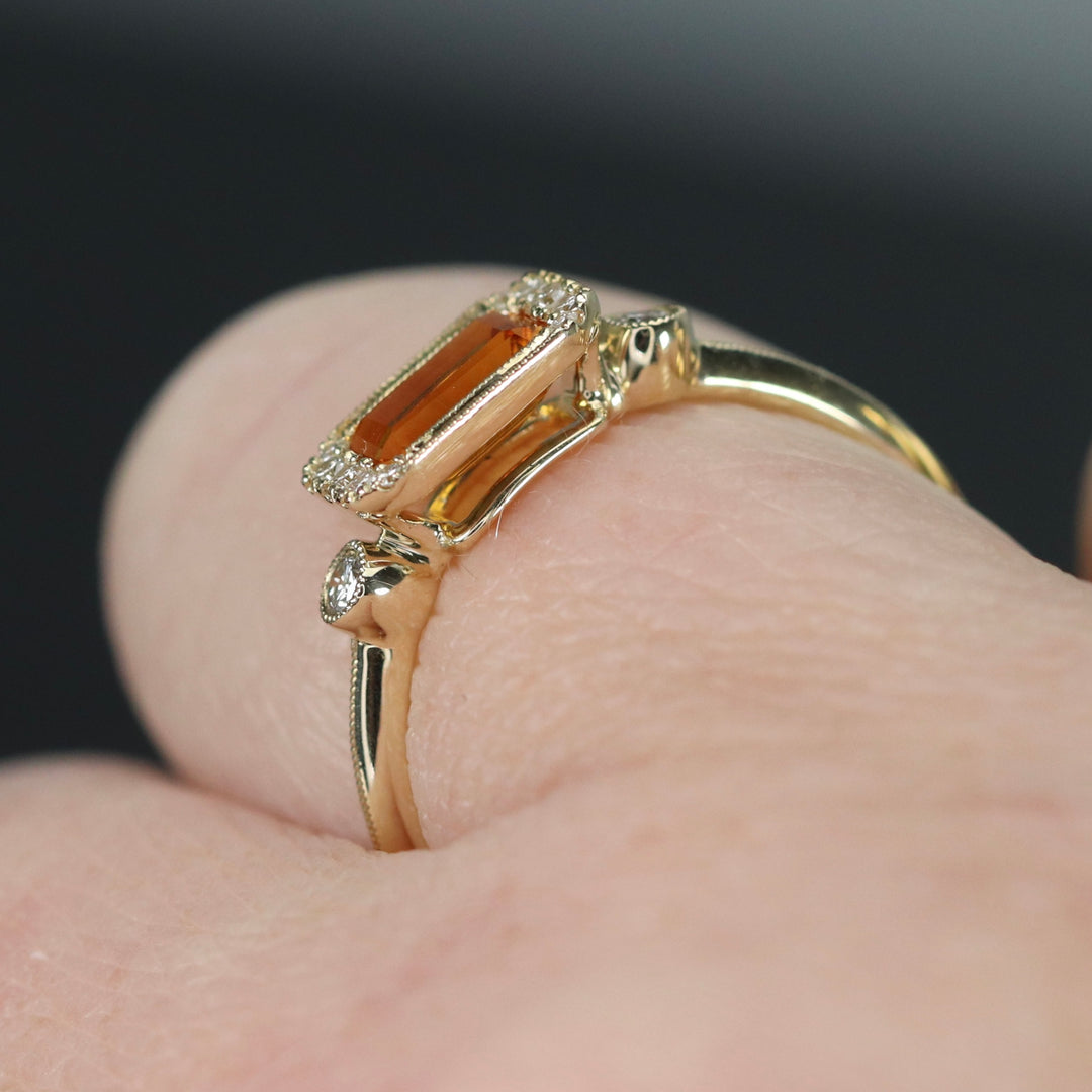 CLEARANCE! Citrine and diamond ring in yellow gold