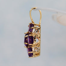 Load image into Gallery viewer, Vintage amethyst cluster pendant in yellow gold