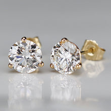 Load image into Gallery viewer, SPECIAL!  Lab grown 3.10ctw Diamond studs in 14k yellow gold
