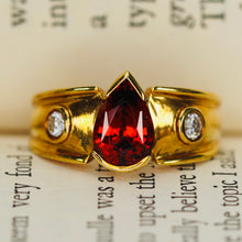 Load image into Gallery viewer, Estate garnet and diamond ring in 18k yellow gold