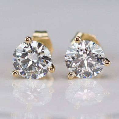 Lab grown 2.09ctw  Diamond studs in 14k yellow gold