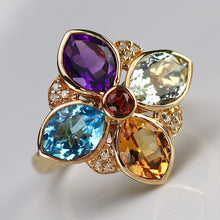 Load image into Gallery viewer, Multi gemstone and diamond ring by Effy in 14k yellow gold