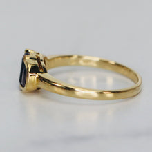 Load image into Gallery viewer, Iolite 3 stone ring in 14k yellow gold