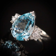 Load image into Gallery viewer, RESERVED: PAYMENT 1 OF 3: SPECIAL: Estate heirloom quality Aquamarine and diamond ring in platinum