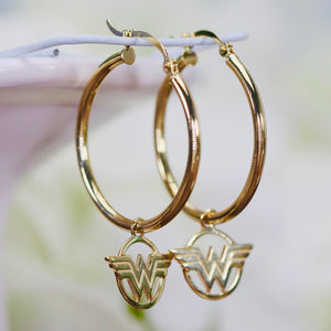Wonder Woman hoops in yellow gold