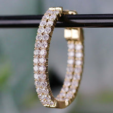 Load image into Gallery viewer, RESERVED FOR S: 1.45ctw Lab Grown diamond oval hoops in 14k yellow gold