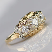 Load image into Gallery viewer, 50% OFF!  Transitional cut vintage 3 stone diamond band in 14k *onyx deal*
